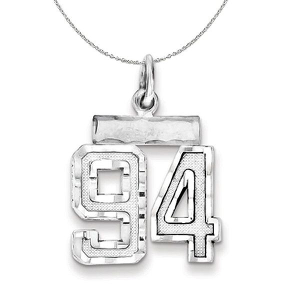 Silver, Varsity Collection, Small D/C Number 94 Necklace - 24 In - Picture 1 of 7